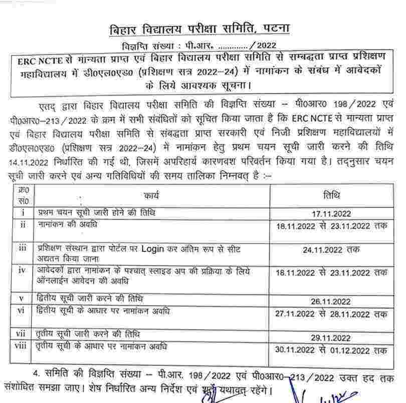 Bihar DElEd Allotment Letter 2022